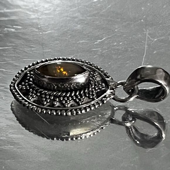 Handmade Sterling Silver Opal Pendant - Picture 3 of 8